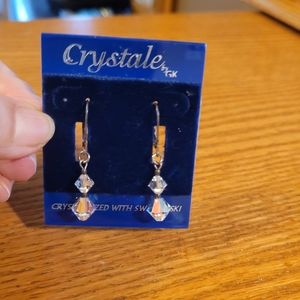 CRYSTALE EARRING CRYSTALLIZED WITH SWAROVSKI FOR PIERCED EARS, NWT